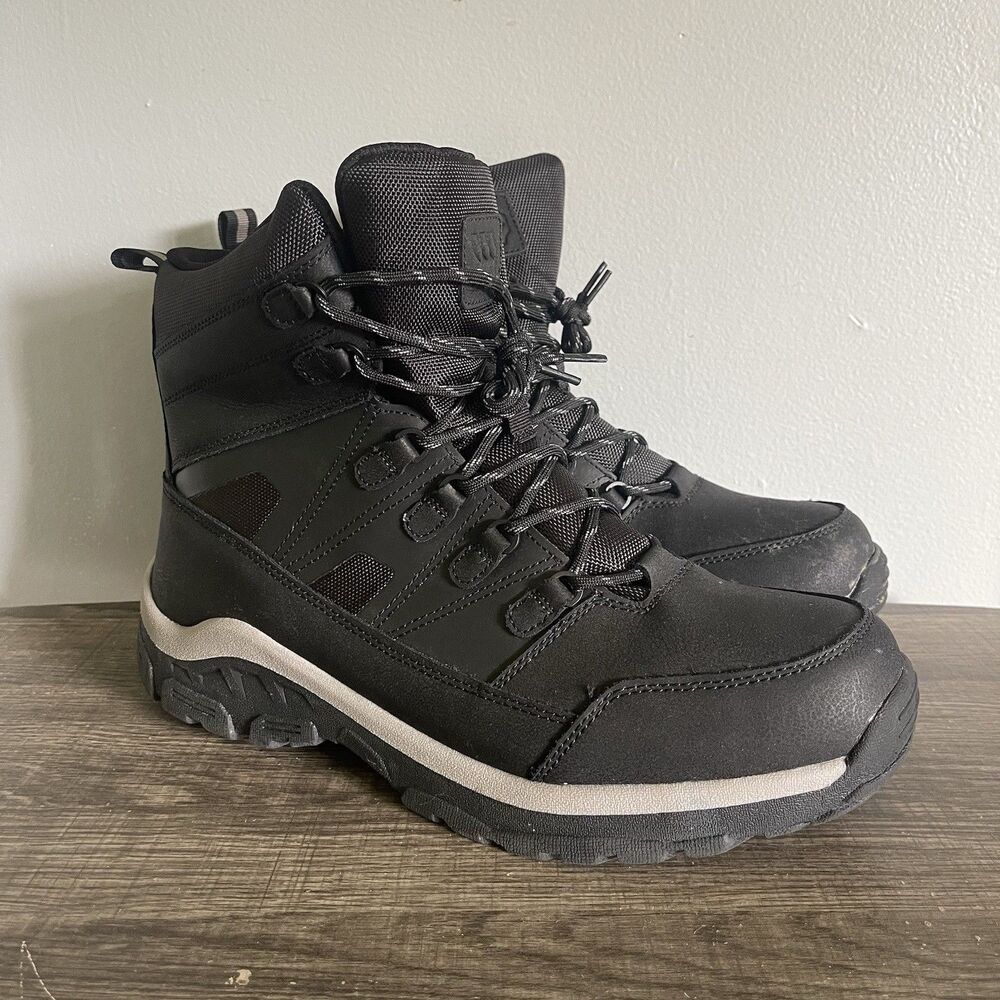 All in Motion Men Black Rowan Leather Textile Waterproof Winter Boots Size 12